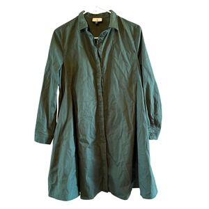 Tuckernuck Dress Size M Button Down T Shirt Poplin Dark Green Grosgrain Trim